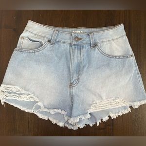 REWASH distressed light wash denim jean Super High Rise shorts size 9